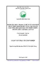 đánh giá thực trạng và đề xuất giải pháp phát triển sinh kế bền vững cho người dân vùng đệm khu bảo tồn thiên nhiên hoàng liên văn bàn lào cai