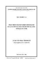 Phát triển doanh nghiệp kinh doanh du lịch trên địa bàn thành phố hạ long tỉnh quảng ninh