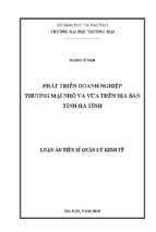 Phát triển doanh nghiệp thương mại nhỏ và vừa trên địa bàn tỉnh hà tĩnh