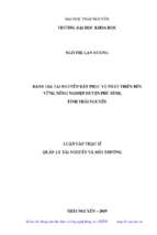 đánh giá tài nguyên đất phục vụ phát triển bền vững nông nghiệp huyện phú bình tỉnh thái nguyên