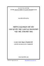 Những giải pháp chủ yếu giải quyết việc làm tại thành phố việt trì tỉnh phú thọ
