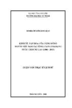 Kinh tế văn hóa của cộng đồng người việt nam tại tỉnh luang prabang nước cộng hòa dân chủ nhân dân lào 1986 2015