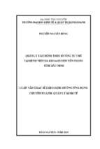 Quản lý tài chính theo hướng tự chủ tại bệnh viện đa khoa huyện yên phong tỉnh bắc ninh