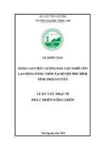 Nâng cao chất lượng đào tạo nghề cho lao động nông thôn tại huyện phú bình tỉnh thái nguyên