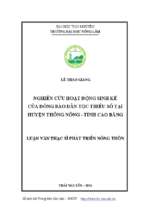 Nghiên cứu hoạt động sinh kế của đồng bào dân tộc thiểu số tại huyện thông nông tỉnh cao bằng