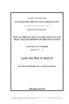 Nâng cao hiệu quả sản xuất kinh doanh của các trang trại ở huyện đồng hỷ tỉnh thái nguyên