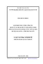 Giải pháp tăng cường công tác quản lý các dự án đầu tư xây dựng cơ bản bằng nguồn ngân sách nhà nước trên địa bàn huyện phú lương tỉnh thái nguyên