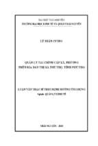 Quản lý tài chính cấp xã phường trên địa bàn thị xã phú thọ tỉnh phú thọ