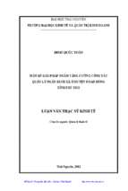 Một số giải pháp nhằm tăng cường công tác quản lý ngân sách xã ở huyện đoan hùng tỉnh phú thọ