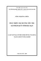 Phát triển thị trường tiêu thụ sản phẩm quýt tỉnh bắc kạn