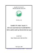 Nghiên cứu thực trạng và đề xuất giải pháp bảo vệ môi trường nước không khí tại thành phố bắc kạn
