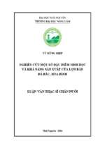 Nghiên cứu một số đặc điểm sinh học và khả năng sản xuất của lợn bản đà bắc hòa bình