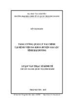 Tăng cường quản lý tài chính tại bệnh viện đa khoa huyện gia lộc tỉnh hải dương