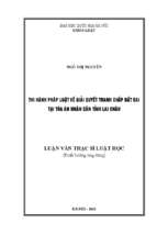 Thi hành pháp luật về giải quyết tranh chấp đất đai tại tòa án nhân dân tỉnh lai châu