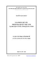 Giải pháp chủ yếu nhằm giải quyết việc làm tại huyện cô tô tỉnh quảng ninh