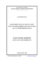 Hoàn thiện công tác quản lý thuế đối với doanh nghiệp ngoài quốc doanh tại cục thuế tỉnh hải dương