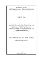Vận dụng chính sách của ngân hàng nhà nước nhằm quản lý nợ xấu tại ngân hàng thương mại cổ phần ngoại thương việt nam chi nhánh thái nguyên
