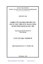 Nghiên cứu giải pháp thu hút vốn đầu tư trực tiếp nước ngoài ở tỉnh quảng ninh giai đoạn 2011 2020