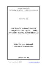 Những nhân tố ảnh hưởng tới tạo động lực làm việc của cán bộ công chức trên địa bàn tỉnh bắc kạn