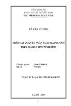 Phân cấp quản lý ngân sách địa phương trên địa bàn tỉnh ninh bình