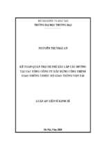Kế toán quản trị chi phí xây lắp cầu đường tại các tổng công ty xây dựng công trình giao thông thuộc bộ giao thông vận tải