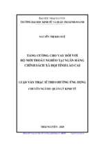 Tăng cường cho vay đối với hộ mới thoát nghèo tại ngân hàng chính sách xã hội tỉnh lào cai