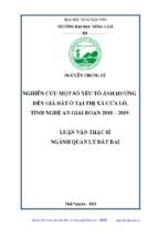 Nghiên cứu một số yếu tố ảnh hưởng đến giá đất ở tại thị xã cửa lò tỉnh nghệ an giai đoạn 2018 2019