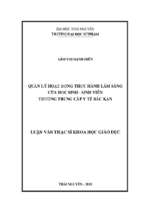 Quản lý hoạt động thực hành lâm sàng của học sinh sinh viên trường trung cấp y tế bắc kạn