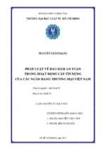 Pháp luật về bảo đảm an toàn trong hoạt động cấp tín dụng của các ngân hàng thương mại việt nam