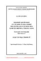 Giải pháp chuyển dịch cơ cấu kinh tế nông nghiệp theo hướng sản xuất hàng hóa tại huyện hiệp hòa tỉnh bắc giang