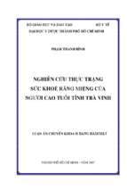 Nghiên cứu thực trạng sức khoẻ răng miệng của người cao tuổi tỉnh trà vinh