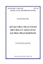 Kết quả phẫu thuật nội soi phục hồi lƣu thông ruột sau phẫu thuật hartmann