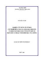 Nghiên cứu nuôi cấy tế bào cây nghệ đen curcuma zedoaria roscoe và khảo sát khả năng tích lũy một số hợp chất có hoạt tính sinh học của chúng