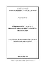 Hoàn thiện công tác quản lý chi thường xuyên ngân sách nhà nước tỉnh hưng yên