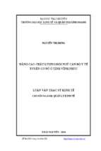 Nâng cao chất lượng đội ngũ cán bộ y tế tuyến cơ sở ở tỉnh vĩnh phúc