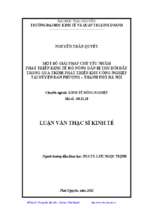 Một số giải pháp chủ yếu nhằm phát triển kinh tế hộ nông dân bị thu hồi đất trong quá trình phát triển khu công nghiệp tại huyện đan phượng thành phố hà nội