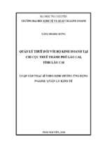 Quản lý thuế đối với hộ kinh doanh tại chi cục thuế thành phố lào cai tỉnh lào cai