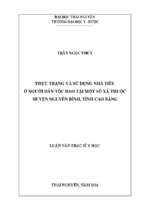 Thực trạng và sử dụng nhà tiêu ở người dân tộc dao tại một số xã thuộc huyện nguyên bình tỉnh cao bằng