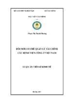đổi mới cơ chế quản lý tài chính các bệnh viện công ở việt nam