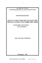 Nâng cao chất lượng đội ngũ giảng viên trường cao đẳng công nghiệp thực phẩm