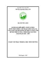 đánh giá diễn biến chất lượng nước mặt sông cầu đoạn chảy qua xã văn lăng huyện đồng hỷ đến xã sơn cẩm huyện phú lương tỉnh thái nguyên giai đoạn 2015 2017