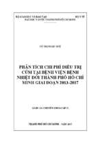 Phân tích chi phí điều trị cúm tại bệnh viện bệnh nhiệt đới thành phố hồ chí minh giai đoạn 2013 2017