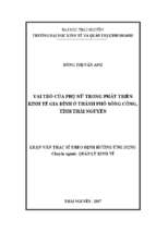 Vai trò của phụ nữ trong phát triển kinh tế gia đình ở thành phố sông công tỉnh thái nguyên