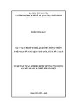 đào tạo nghề cho lao động nông thôn trên địa bàn huyện chợ mới tỉnh bắc kạn