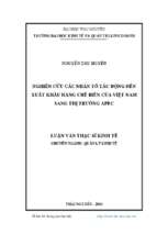 Nghiên cứu các nhân tố tác động đến xuất khẩu hàng chế biến của việt nam sang thị trường apec