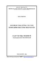 Giải pháp tăng cường cải cách hành chính thuế tỉnh thái nguyên