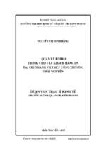 Quản lý rủi ro trong cho vay khách hàng doanh nghiệp tại nh tmcp công thương việt nam chi nhánh thái nguyên