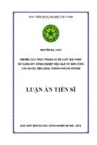 Nghiên cứu thực trạng và đề xuất giải pháp sử dụng đất nông nghiệp hiệu quả và bền vững cho huyện tiên lãng thành phố hải phòng