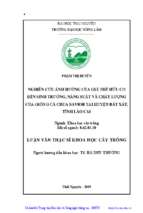 Nghiên cứu ảnh hưởng của giá thể hữu cơ đến sinh trưởng năng suất và chất lượng của giống cà chua savior tại huyện bát xát tỉnh lào cai