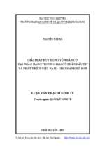 Giải pháp huy động vốn dân cư tại ngân hàng thương mại cổ phần đầu tư và phát triển việt nam chi nhánh từ sơn